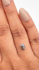0.57ct | Salt & Pepper Emerald Shape Step Cut Diamond - Modern Rustic Diamond