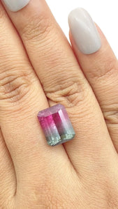 7.29ct |  Emerald Shape Step Cut Tourmaline - Modern Rustic Diamond