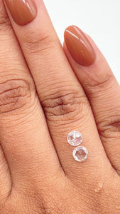 0.61cttw | G-H SI1-SI2 Round Shape Rose Cut Diamond Matched Pair - Modern Rustic Diamond