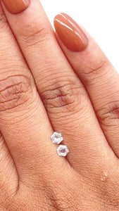 0.57cttw | D-E VVS-VS Hexagon Shape Step Cut Diamond Matched Pair - Modern Rustic Diamond