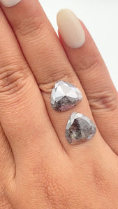 6.43cttw | Rustic Pear Shape Rose Cut Diamond Matched Pair - Modern Rustic Diamond