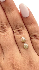 1.84cttw | Rustic  Pear Shape Rose Cut Diamond Matched Pair - Modern Rustic Diamond