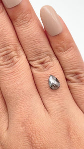 0.96ct | Salt & Pepper Pear Shape Rose Cut Diamond - Modern Rustic Diamond