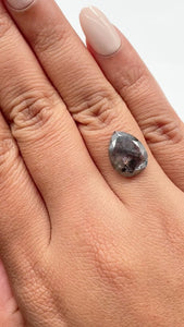 4.51ct | Salt & Pepper Pear Shape Rose Cut Diamond - Modern Rustic Diamond