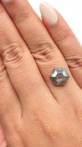 3.98ct | Salt & Pepper Hexagon Shape Rose Cut Diamond - Modern Rustic Diamond