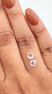 0.71cttw | I-J VS-SI Round Shape Rose Cut Diamond Matched Pair - Modern Rustic Diamond