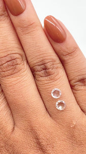 0.71cttw | F-G VS-SI Round Shape Rose Cut Diamond Matched Pair - Modern Rustic Diamond