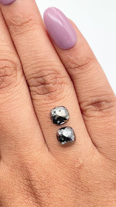 2.62cttw | Black Cushion Shape Rose Cut Diamond Matched Pair - Modern Rustic Diamond