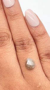 1.51ct | Salt & Pepper Pear Shape Rose Cut Diamond - Modern Rustic Diamond
