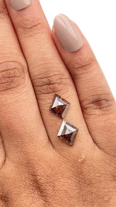 2.53cttw | Rustic  Kite Shape Rose Cut Diamond Matched Pair - Modern Rustic Diamond
