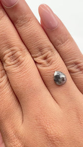1.25ct | Salt & Pepper Pear Shape Rose Cut Diamond - Modern Rustic Diamond