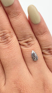 0.83ct | Salt & Pepper Pear Shape Rose Cut Diamond - Modern Rustic Diamond