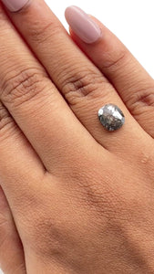 1.52ct | Salt & Pepper Cushion Shape Rose Cut Diamond - Modern Rustic Diamond