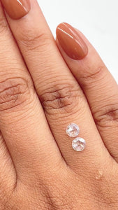 0.64cttw | F VS2 Round Shape Rose Cut Diamond Matched Pair - Modern Rustic Diamond