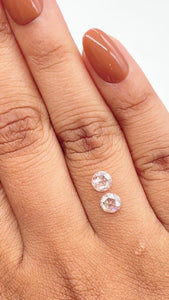 0.80cttw | H-I SI Round Shape Rose Cut Diamond Matched Pair - Modern Rustic Diamond