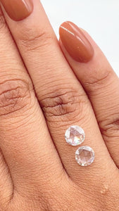 1.38cttw | G-H VVS Round Shape Rose Cut Diamond Matched Pair - Modern Rustic Diamond