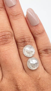 7.63cttw | Salt & Pepper Round Shape Rose Cut Diamond Matched Pair - Modern Rustic Diamond