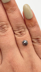 0.88ct | Salt & Pepper Hexagon Shape Rose Cut Diamond - Modern Rustic Diamond
