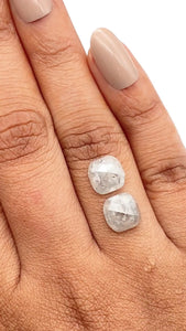 4.49cttw | Salt & Pepper Cushion Shape Rose Cut Diamond Matched Pair - Modern Rustic Diamond
