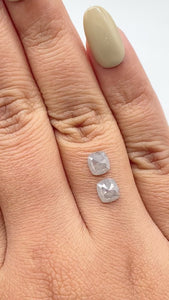 1.34cttw | Salt & Pepper Cushion Shape Rose Cut Diamond Matched Pair - Modern Rustic Diamond
