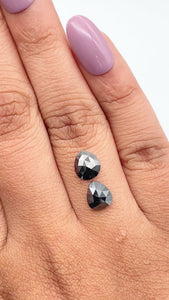 1.76cttw | Black Pear Shape Rose Cut Diamond Matched Pair - Modern Rustic Diamond