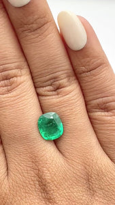 2.46ct | Brilliant Cut Cushion Shape Brazil Emerald - Modern Rustic Diamond
