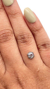 0.74ct | Salt & Pepper Hexagon Shape Rose Cut Diamond - Modern Rustic Diamond