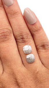 1.84cttw | Salt & Pepper Cushion Shape Rose Cut Diamond Matched Pair - Modern Rustic Diamond
