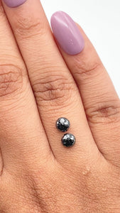 1.09cttw | Black Round Shape Rose Cut Diamond Matched Pair - Modern Rustic Diamond