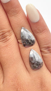 7.56cttw | Rustic Pear Shape Rose Cut Diamond Matched Pair - Modern Rustic Diamond