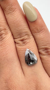 2.71ct | Salt & Pepper Pear Shape Rose Cut Diamond - Modern Rustic Diamond