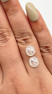 3.50cttw | Rustic Cushion Shape Rose Cut Diamond Matched Pair - Modern Rustic Diamond
