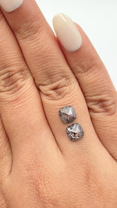 4.66cttw | Rustic  Cushion Shape Rose Cut Diamond Matched Pair - Modern Rustic Diamond