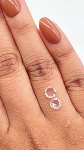 0.75cttw | F-G VVS Round Shape Rose Cut Diamond Matched Pair - Modern Rustic Diamond