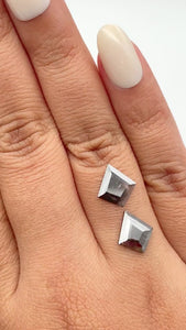 2.15cttw | Salt & Pepper Kite Shape Rose Cut Diamond Matched Pair - Modern Rustic Diamond