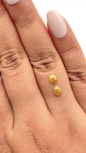 0.98cttw | Rustic Yellow  Oval Shape Rose Cut Diamond Matched Pair - Modern Rustic Diamond