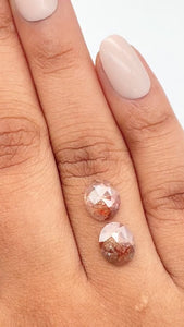 2.53cttw | Rustic Oval Shape Rose Cut Diamond Matched Pair - Modern Rustic Diamond