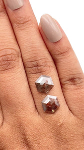 2.65cttw | Rustic Hexagon Shape Rose Cut Diamond Matched Pair - Modern Rustic Diamond