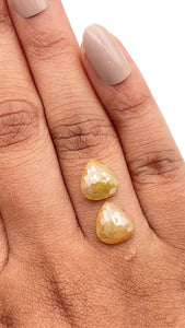 4.56cttw | Salt & Pepper Pear Shape Rose Cut Diamond Matched Pair - Modern Rustic Diamond