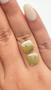 4.32cttw | Rustic  Cushion Shape Rose Cut Diamond Matched Pair - Modern Rustic Diamond