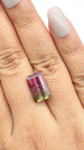 6.29ct |  Emerald Shape Step Cut Tourmaline - Modern Rustic Diamond