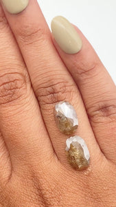 4.78cttw | Salt & Pepper Oval Shape Rose Cut Diamond Matched Pair - Modern Rustic Diamond