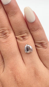 1.61ct | Salt & Pepper Pear Shape Rose Cut Diamond - Modern Rustic Diamond