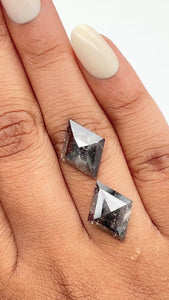 7.41cttw | Rustic Lozenge Shape Rose Cut Diamond Matched Pair - Modern Rustic Diamond