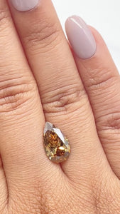 3.01ct | Cognac VS2 Pear Shape Brilliant Cut Diamond (GIA) - Modern Rustic Diamond