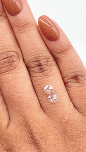 0.44cttw | D VS Round Shape Rose Cut Diamond Matched Pair - Modern Rustic Diamond