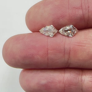 2.01cttw | I-J VVS2-VS1 Shield Shape Brilliant Cut Diamond Matched Pair - Modern Rustic Diamond