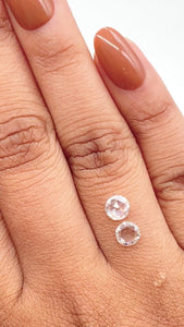 0.74cttw | H SI1 Round Shape Rose Cut Diamond Matched Pair - Modern Rustic Diamond