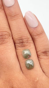 2.93cttw | Rustic  Cushion Shape Rose Cut Diamond Matched Pair - Modern Rustic Diamond