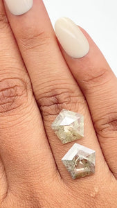4.41cttw | Rustic Shield Shape Rose Cut Diamond Matched Pair - Modern Rustic Diamond